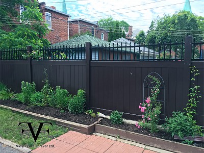 Brown with aluminium topper, privacy fence