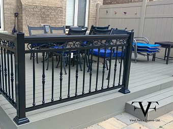 Clay, vinyl deck with aluminum railing