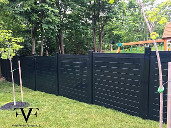 Horizontal Black, 2 Rail Privacy Fence